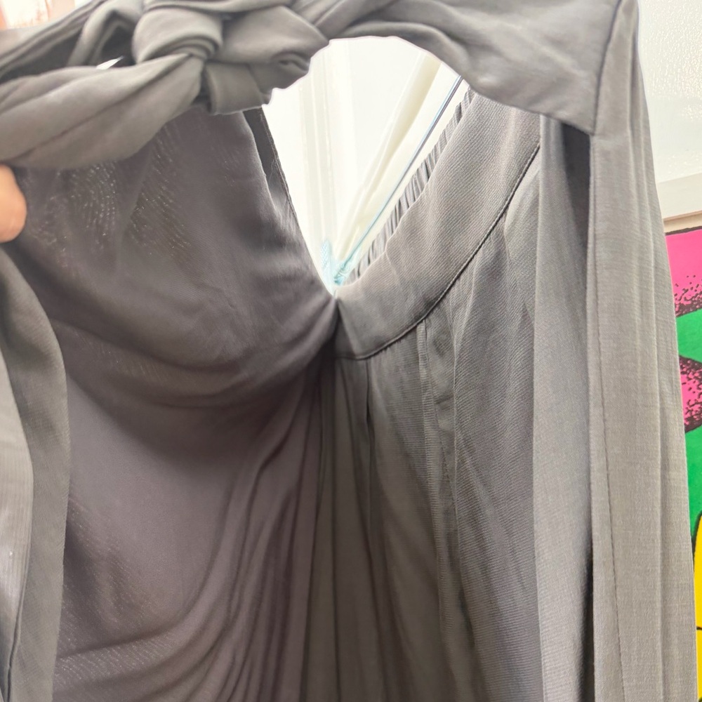 Chic Gray Wrap-Style Tie Waist Pants - Picture 10 of 10